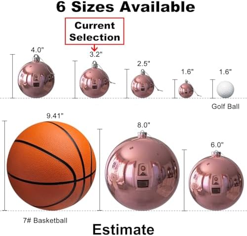 Rose Gold 3.2" Large Christmas Balls - Christmas Tree Decoration Ornaments Shatterproof Hanging Balls for Birthday Halloween Holiday Wedding Decorations Set of 18pcs