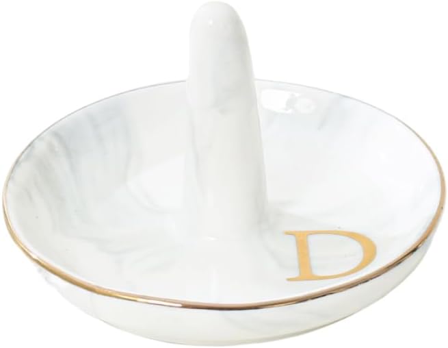 Personalised Marble Letter Ring Dish Holder / D