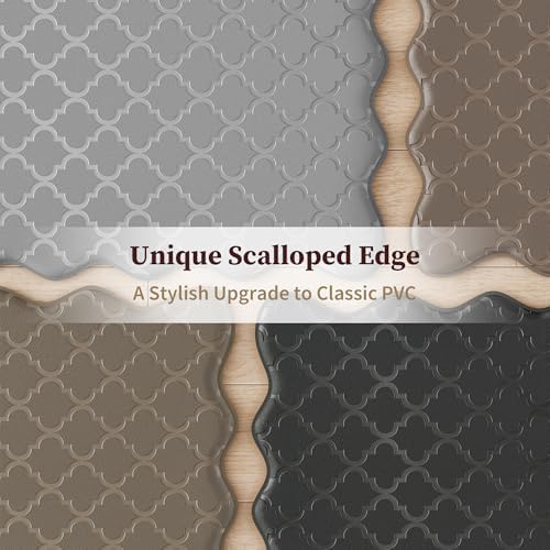 Arenarug Upgrade Scalloped Kitchen Mats for Floor 2PCS, Black Kitchen Rugs