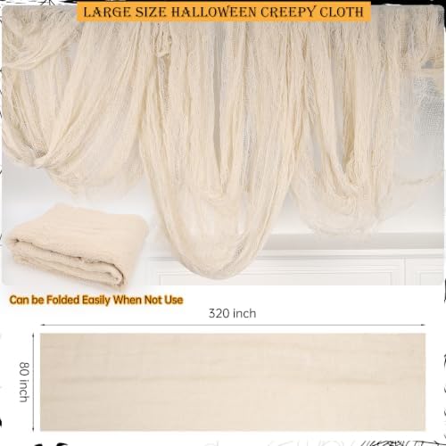 320 x 80 in Halloween Creepy Cloth for Yard and Outdoor Decorations,Beige