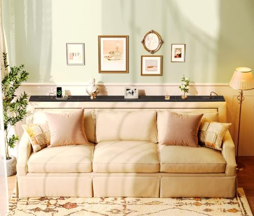 SUPERJARE 86.6 inch Narrow Console Table with Outlet, Sofa Tables, Behind Couch Table, Long Entryway Tables with