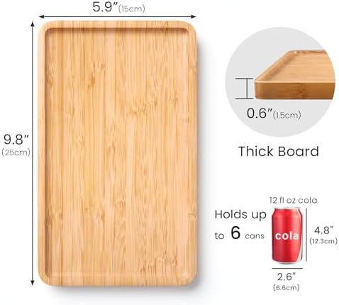 VERTORGAN Bamboo Serving Tray,9.8x5.9 Inch Trays,Home Decor(Natural)