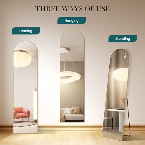 Arched Full Length Floor Mirror, 15.75"x59" Body Wall Mirror Stand