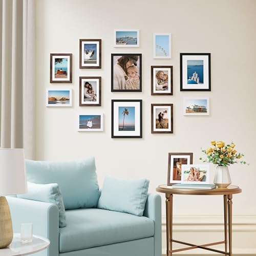 Vittanly 15 Pack Gallery Wall Frame Set, Black, Brown, White