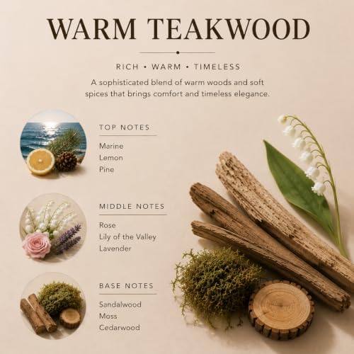 Airkeep Reed Diffuser Set,3.38 fl oz (100 ml) - Warm Teakwood Oil Diffusers with 8 Reed Sticks, Home Fragrance Reed