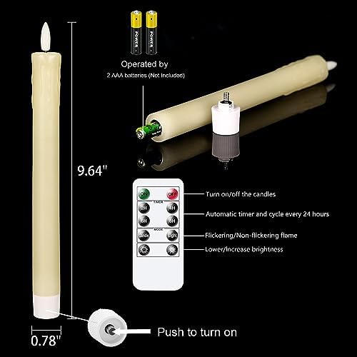 GenSwin Drip Wax Flameless Taper Candles Battery Operated with Remote Timer
