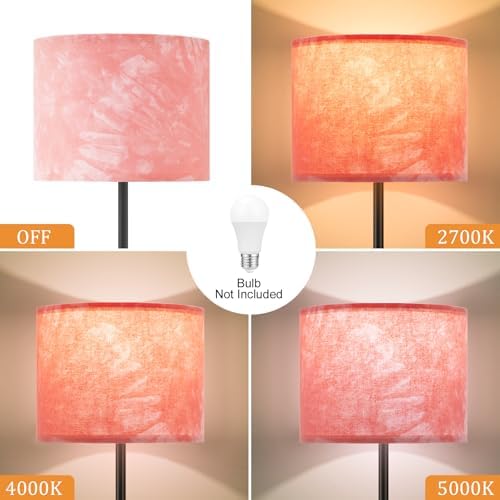 Ambimall 60'' Modern Floor Lamp with Shade, Tall Lamps for Living Room, Bedroom, Office, Dining Room, Hand-Dyed Pink