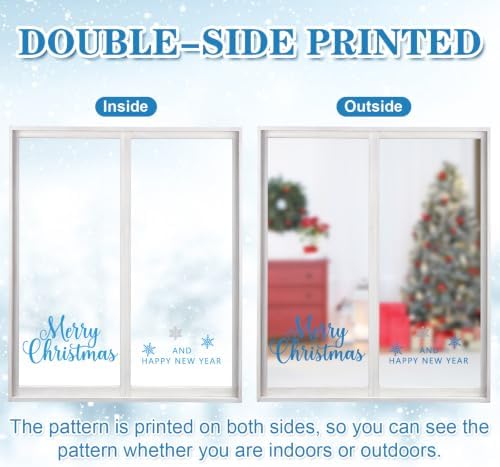 Blue Merry Christmas Window Clings Decorations Xmas Ball Cling Set 6 Sheets
