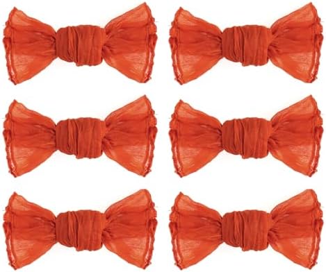 Nydotd 6pcs Fall Cheesecloth Napkins Thanksgiving Boho Dinner Napkins Wrinkled Rustic Linen Table Decorative Cloth Napkins for Wedding Party Baby Shower Family 20 x 20 Inch (Orange)