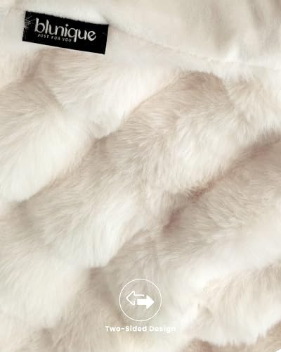 Ultra Soft Cozy Faux Fur Throw Blanket, Fuzzy Plush Thick Bubble Blanket, Luxury Fluffy Blanket for Couch, Sofa