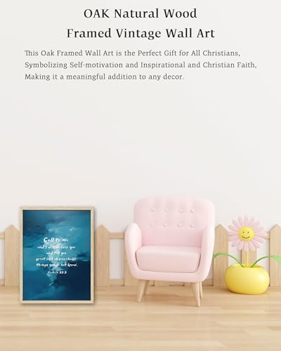 KensTro 12x16 Oak Framed Jeremiah 33:3 Christian Wall Art