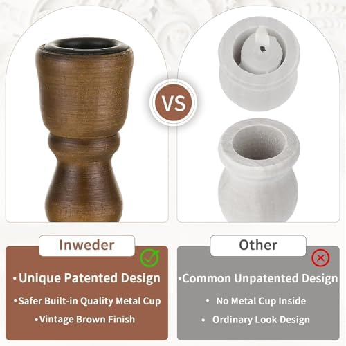 Wooden Candlestick Holders Rustic: Farmhouse Taper Candle Holder