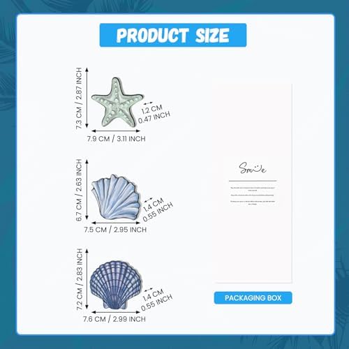 Smile 3 Pcs Wooden Decor Summer Indoor Decorations, Sea Style, Shell Starfish Summer Table Centerpieces for Home Kitchen Seasonal Display