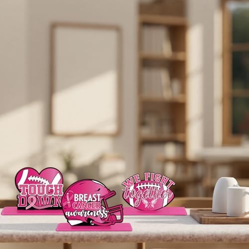 Yalikop 6 Pcs Football Breast Cancer Awareness Table Decorations