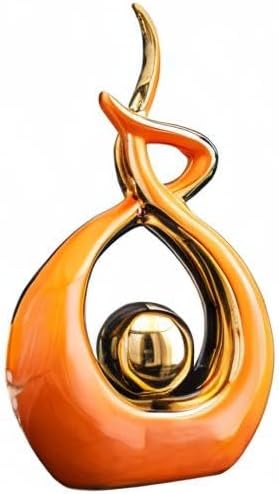 Home Decor Modern Abstract Art Ceramic Statue Table Decorations for Dining / Orange and Gold / Small