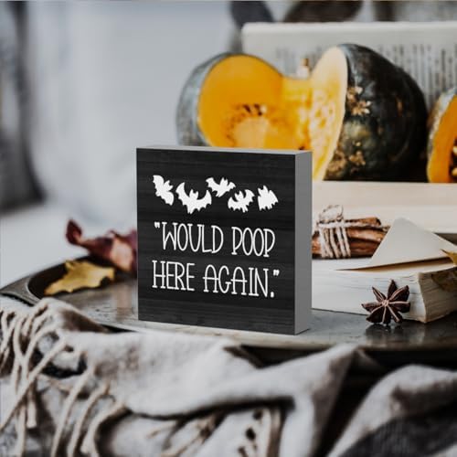 HTBIG Halloween Funny Bathroom Wooden Box Bat Decor