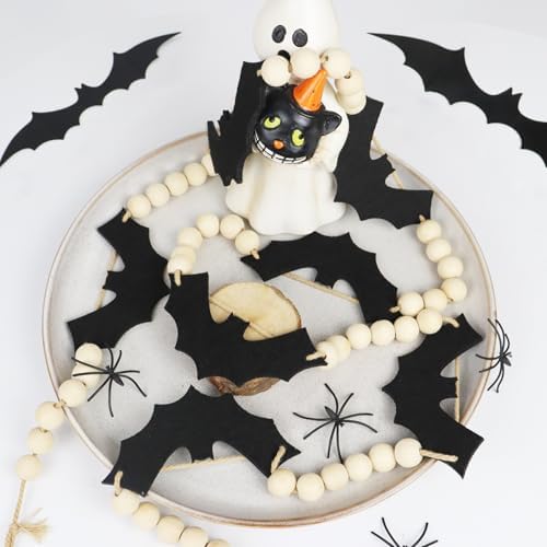 CESOF Halloween Garland Mantel Decor, Hanging Felt Bat Garland Adjustable