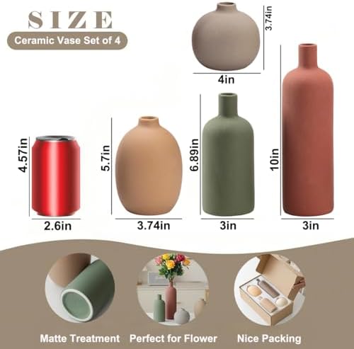 Modern Ceramic Vase Set / Green Mix Set 4