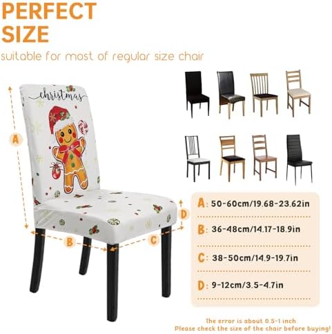 Christmas Chair Covers Set of 4 Gingerbread Winter Parsons Chair Slipcovers