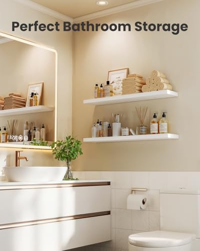 Amada 23.6" Floating Shelves for Wall Decor & Storage, Set of 3, White