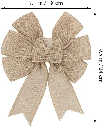 2pcs Burlap Wreath Rustic Jute Bow Christmas Tree Topper Ornament for Birthday Wedding Holiday Party Decorations