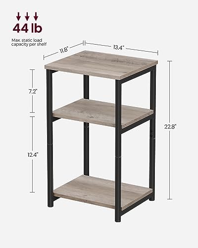VASAGLE Side Table, Small End Table, Tall Nightstand, Steel Frame