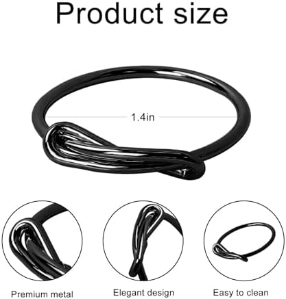 wonlex Elegant Modern Napkin Ring Buckles Set of 12 Cute Brushed Napkin Rings Serviette Napkin Holder Ring for Weddings Dinner Engagement Party Table (Infinity Knot-Black)