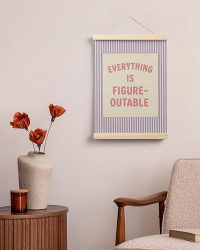 FGFK Everything Is Figureoutable Positive Affirmations Wall Art Poster Hanger Frame, Preppy Pink and Purple