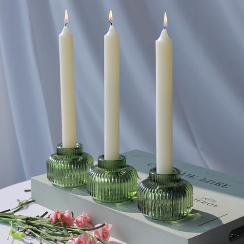 Woho Green Candlestick Holders Set of 4, Taper Candle Holders for Christmas