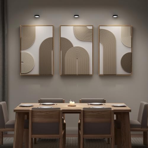 Large 3D Textured Framed Boho Neutral Abstract Wall Art, 3 Piece 24x36 inch