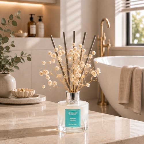 Airkeep Reed Diffuser Set,3.38 fl oz (100 ml) - Watery Freesia Oil Diffusers with 8 Reed Sticks, Home Fragrance Reed