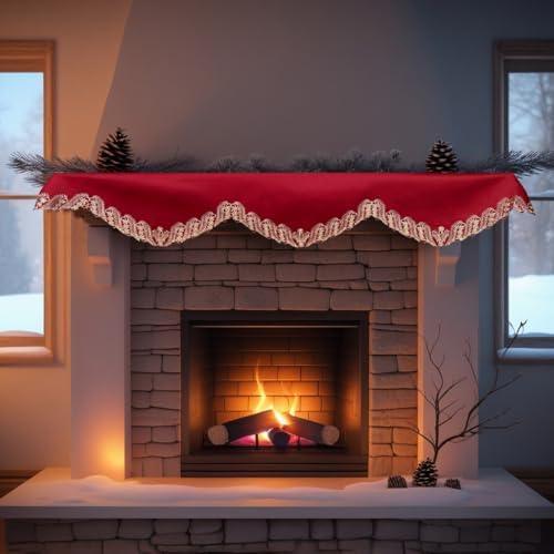 Decozen Mantel Scarf for Fireplace, Mantle Runner Cover Christmas Holiday Fireplace Decor Mantel Decoration Housewarming Gift
