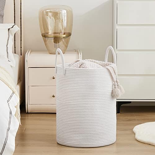 Woven Rope Laundry Hamper Basket by YOUDENOVA, 58L Tall Laundry Basket, Baby Nursery Hamper for Blanket Storage
