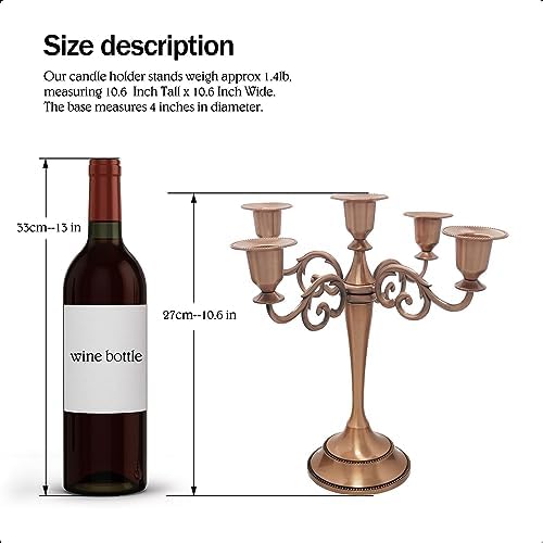 5-Arm Metal Candelabra Candle Holder Table Centerpiece, Copper