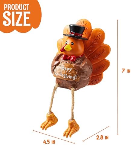 JOYIN 3 PCS Thanksgiving Turkey Tabletop Centerpiece, Resin Figurines for Fall Harvest, Autumn Home Decoration, Indoor Kitchen Decor & Party Supplies