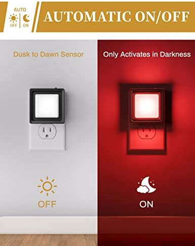 DORESshop Red Night Light [2 Pack],Night Lights Plug Into Wall,Light Sensor
