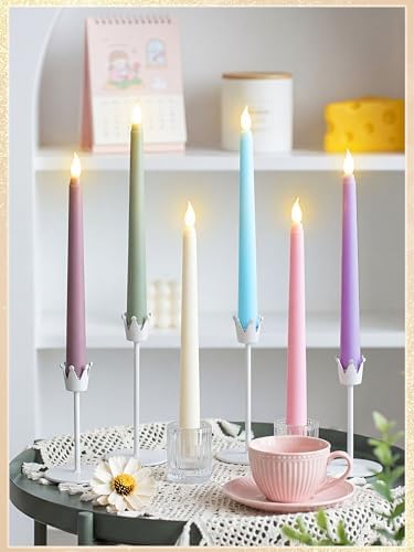 Treela Battery Operated LED Taper Candles,Basic,11 Inch,Pastel