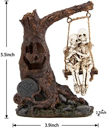 Halloween Skull Statue with Spooky LED Light for Home Indoor Decorations