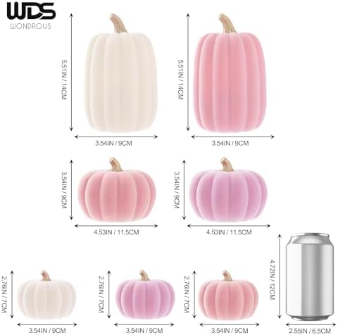 WDS WONDROUS Pumpkins Fall Decoration Thanksgiving Set for Decorating, 7PCS