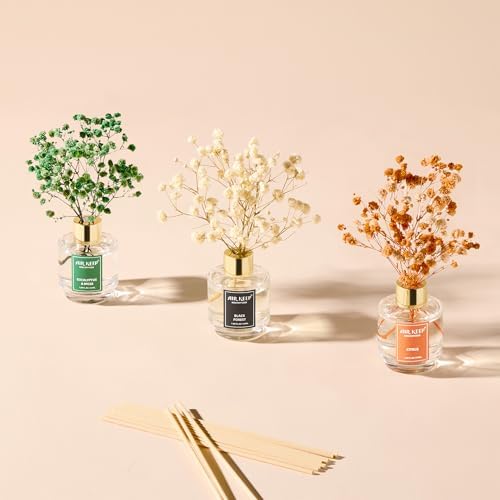 Airkeep Reed Diffuser Set of 3, Black Forest Eucalyptus Moss Citrus Oil Reed Diffusers for Bedroom Living Room Office