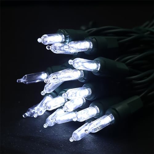MULTI-SPARKING White LED Christmas Lights - 35 Count Cool White Christmas String Lights for Small Tree, Crafts, Holiday, Indoor/Outdoor Decorations, 11 Feet Green Wire, UL Certified, Connectable