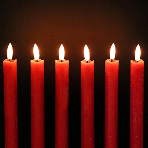GenSwin Flameless Taper Candles LED Battery Operated Remote Timer Red
