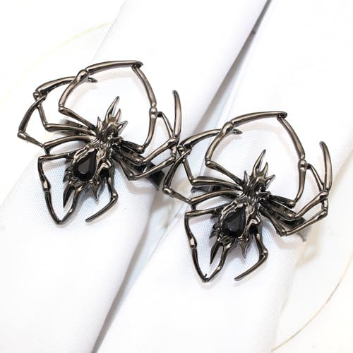 Halloween Spider Napkin Ring Holder Set of 6