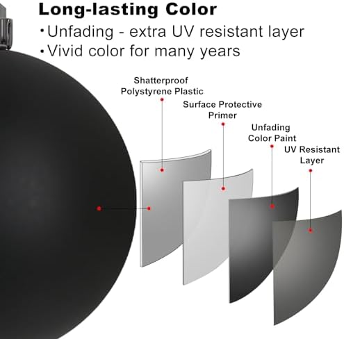 Black 3.2" Large Christmas Balls - Christmas Tree Decoration Ornaments Shatterproof Hanging Balls for Birthday Halloween Holiday Wedding Decorations Set of 18pcs