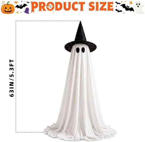 Halloween Light Up Ghost Decor 2 Pack - 63IN Witch Hat Outdoor Porch Decor