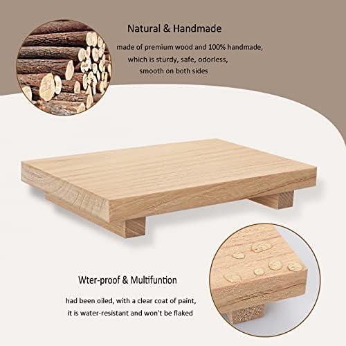 Small Wood Tray Pedestal Stand Farmhouse Bathroom Decor Decorative / Burlywood / 9 x 5.9 x 1.6