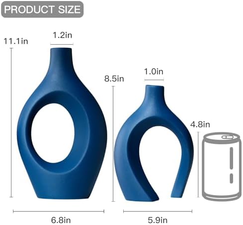 Lvases Snuggle Hollow Ceramic Vase of 2, Modern Minimalist Decorative Vases