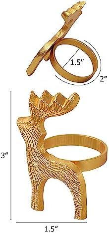 COTTON CRAFT Christmas Napkin Rings - 8 Pack Metal Reindeer Napkin Ring