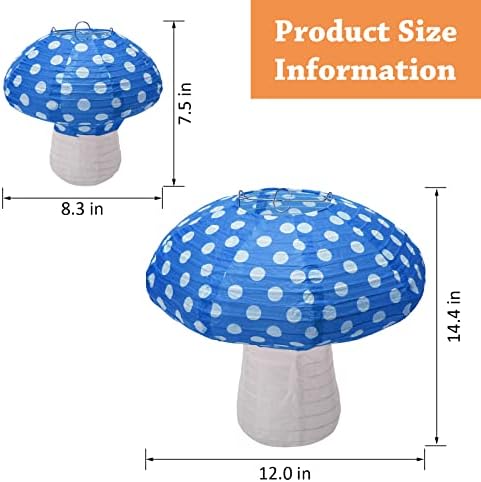 Windspeed 4Pcs Mushroom Shaped Paper Lanterns 8 &12 Inch Mushroom Lanterns