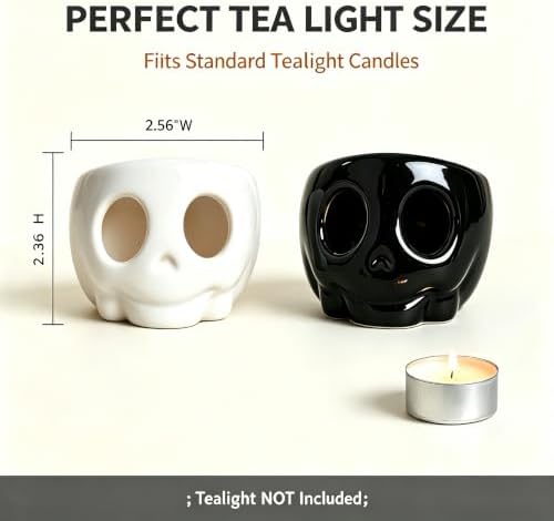 Halloween Decorations Indoor - Skull Candle Holder Set for Home Table Decor